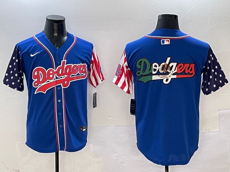 Men Los Angeles Dodgers Blank Blue a generation of national flags Joint name 2025 Nike MLB Jersey style 7